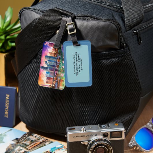 Miami Skyline Abstracte kunst Bagagelabel (Voorkant /achterkant)