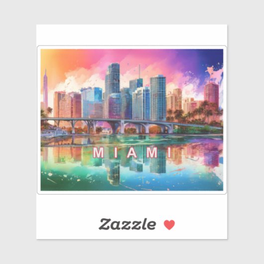Miami Skyline Abstracte kunst Sticker (Vel)