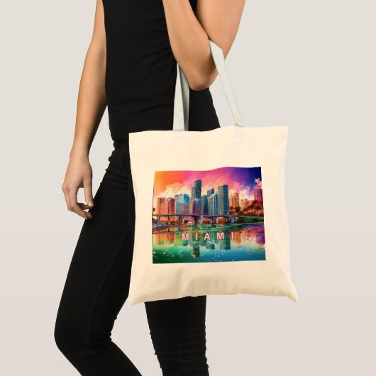 Miami Skyline Abstracte kunst Tote Bag (Voorkant (product))