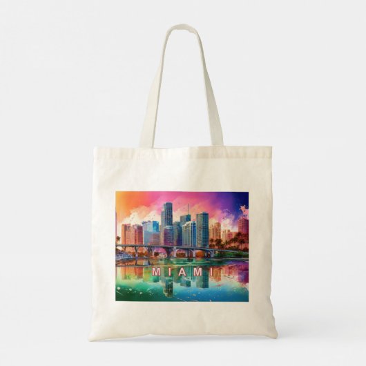 Miami Skyline Abstracte kunst Tote Bag (Achterkant)