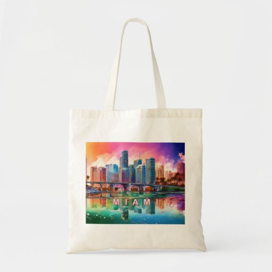 Miami Skyline Abstracte kunst Tote Bag (Voorkant)