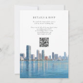 Miami Skyline Aquarel QR Code Trouwkaart Kaart (Achterkant)
