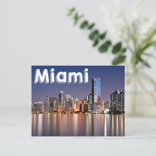 Miami Skyline At Night, Miami Florida, VS Briefkaart (Staand voorkant)