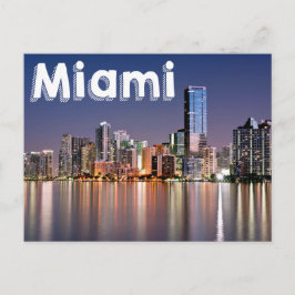 Miami Skyline At Night, Miami Florida, VS Briefkaart