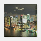 Miami Skyline bij nacht Magneet (Voorkant)