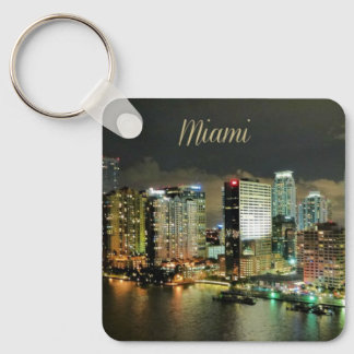 Miami Skyline bij nacht Sleutelhanger