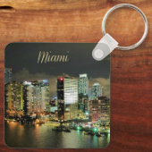 Miami Skyline bij nacht Sleutelhanger (Achterkant)