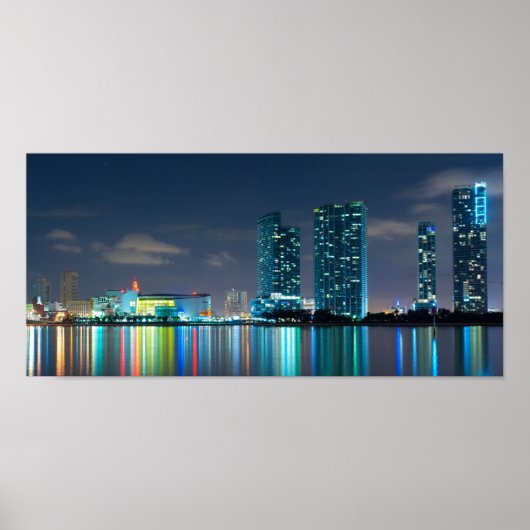 Miami skyline bij schemering Poster (Voorkant)