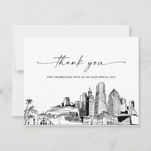 Miami Skyline bruiloft foto dank u kaart (Voorkant)