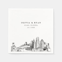 Miami Skyline bruiloft papier cocktail servet
