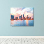 Miami Skyline Canvas Afdruk (Insitu (Houten vloer))
