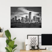 Miami Skyline Charcoal Poster (Thuiskantoor)