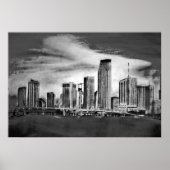 Miami Skyline Charcoal Poster (Voorkant)