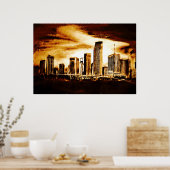 Miami Skyline Charcoal Poster (Keuken)