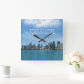 Miami Skyline Clock Vierkante Klok (Huis)