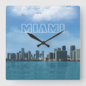 Miami Skyline Clock Vierkante Klok (Voorkant)