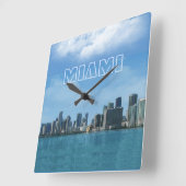 Miami Skyline Clock Vierkante Klok (Hoek)