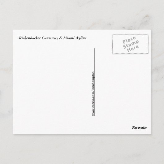 Miami skyline door Rickenbacker Causeway Briefkaart (Achterkant)