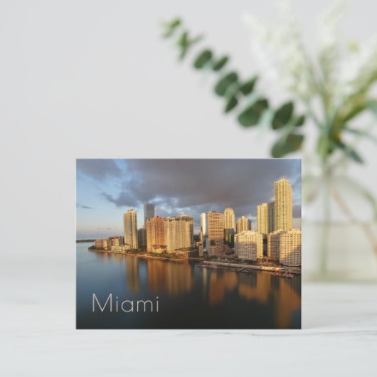 Miami Skyline en Reflection Briefkaart (Staand voorkant)