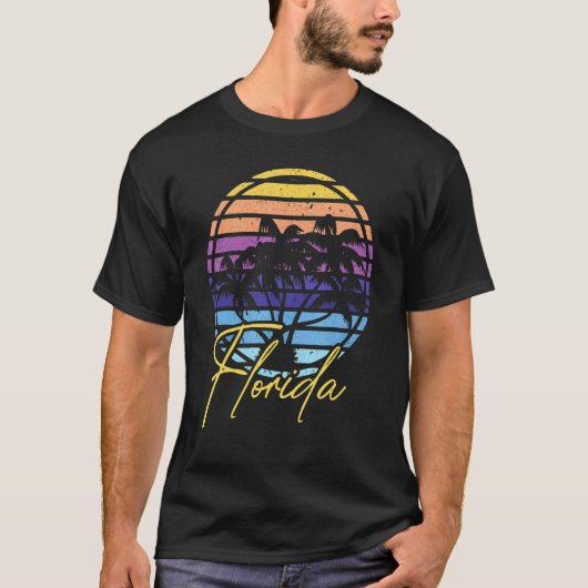 Miami Skyline Florida Palm Beach Sunset Funn T-shirt (Voorkant)