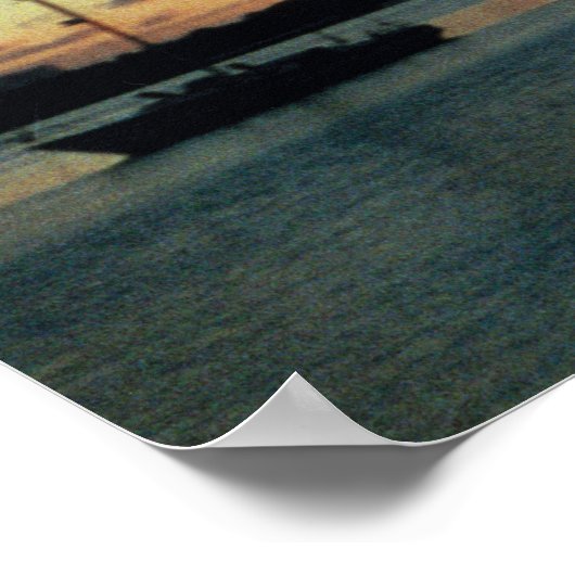 Miami Skyline, Florida Sunset Boat Poster (Hoek)