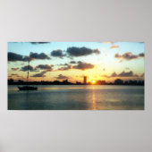 Miami Skyline, Florida Sunset Boat Poster (Voorkant)