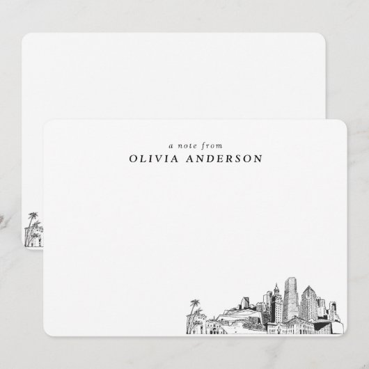 Miami Skyline gepersonaliseerde briefkaarten (Voorkant / Achterkant)