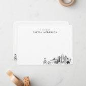 Miami Skyline gepersonaliseerde briefkaarten (Voorkant / Achterkant in situ)