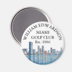 Miami Skyline Gepersonaliseerde Golfclubnaam Magneet