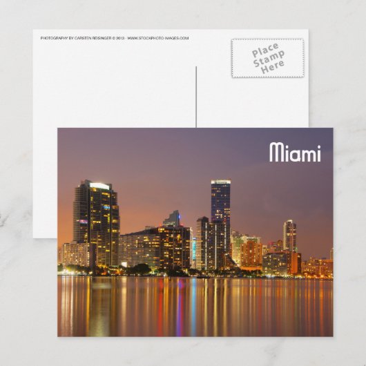 Miami Skyline in Dusk Briefkaart (Voorkant / Achterkant)