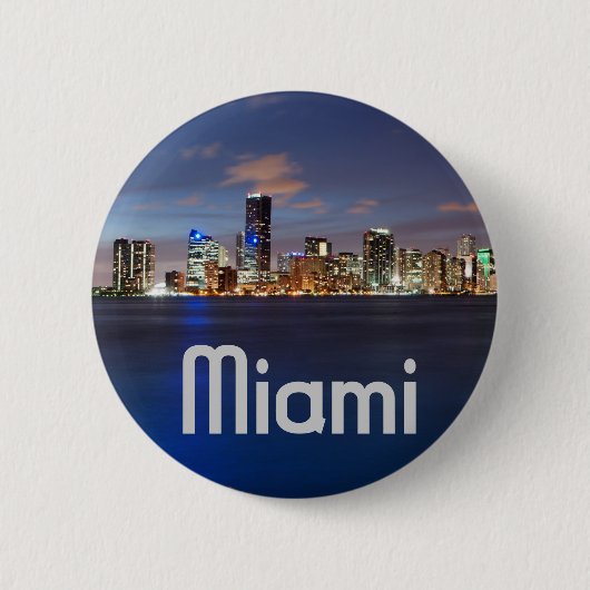 Miami Skyline in Dusk Ronde Button 5,7 Cm (Voorkant)