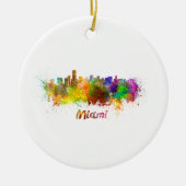 Miami skyline in waterverf keramisch ornament (Voorkant)