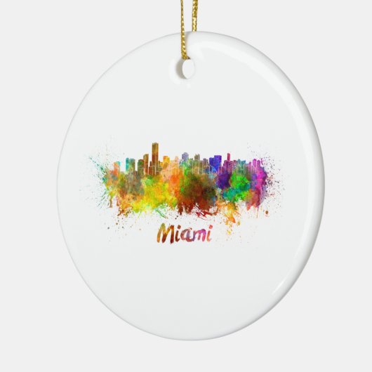 Miami skyline in waterverf keramisch ornament (Links)