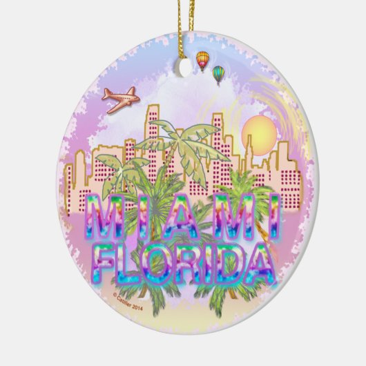 Miami Skyline Keramisch Ornament (Links)