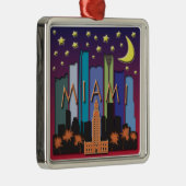 Miami Skyline Mega Color Metalen Ornament (Rechts)