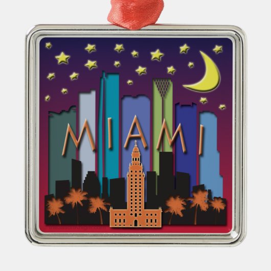 Miami Skyline Mega Color Metalen Ornament (Voorkant)