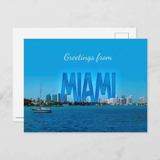 Miami Skyline met aanpasbare groeten Briefkaart (Voorkant / Achterkant)