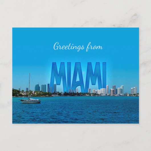 Miami Skyline met aanpasbare groeten Briefkaart (Voorkant)
