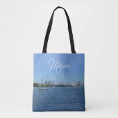 Miami Skyline (met aanpasbare tekst) Tote Bag (Voorkant)