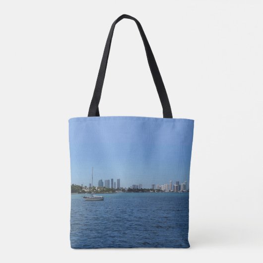 Miami Skyline (met aanpasbare tekst) Tote Bag (Achterkant)