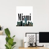 Miami Skyline met Miami in het Poster Sky (Thuiskantoor)