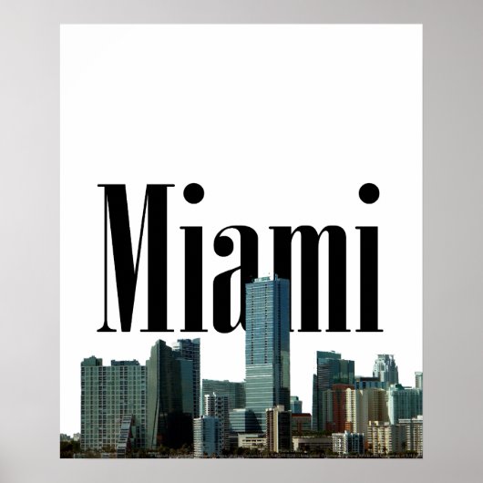 Miami Skyline met Miami in het Poster Sky (Voorkant)