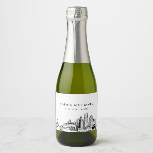 Miami Skyline Mini Sparkling Wijnetiket (Voorkant)
