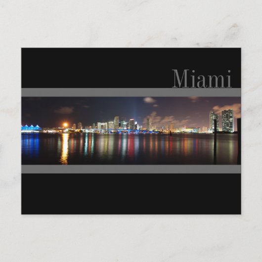 Miami Skyline op Night Panorama Photo-Briefkaart Briefkaart (Voorkant)
