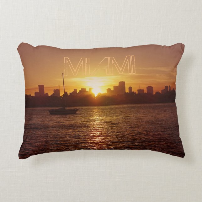 Miami Skyline op Sunset Accent Kussen (Voorkant)