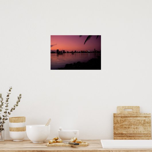 Miami Skyline op Sunset Poster (Keuken)