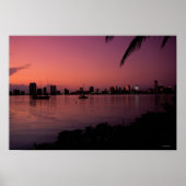 Miami Skyline op Sunset Poster (Voorkant)