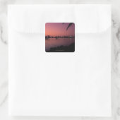 Miami Skyline op Sunset Vierkante Sticker (Tas)