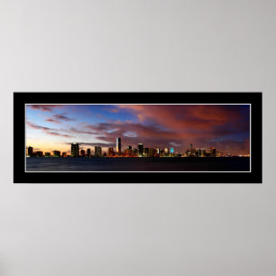 Miami skyline op twilight panorama - Poster