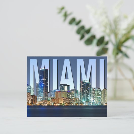 Miami Skyline Panorama Briefkaart (Staand voorkant)